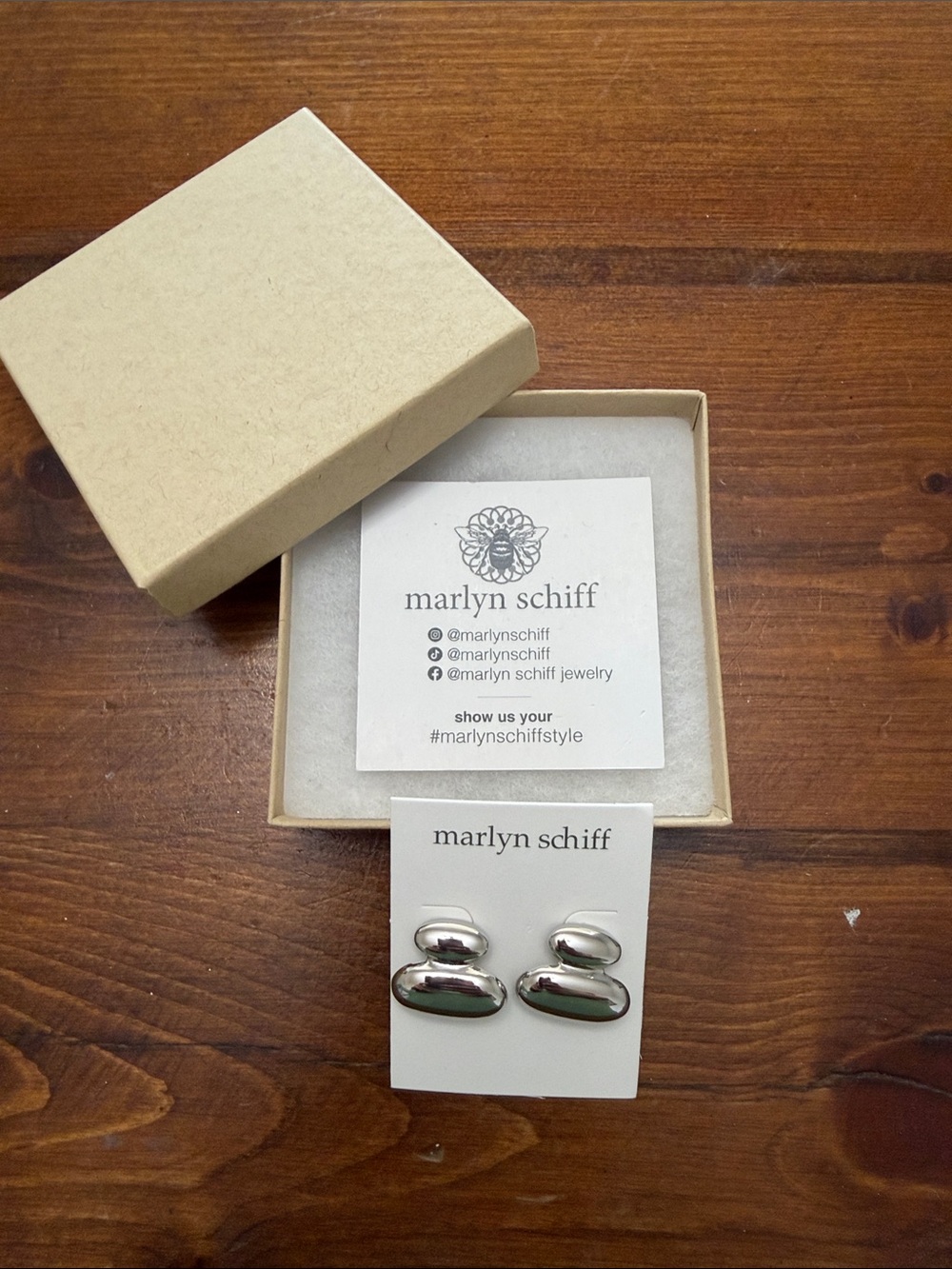 Marlyn Schiff Silver Pebble Post Earrings